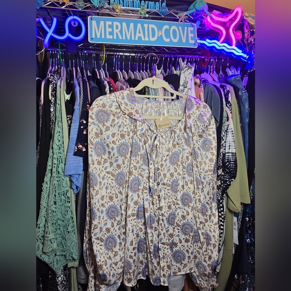 Anthropologie Tops - #0158 XLPetite NWT ANTHROPOLOGIE Button Down 1/2 Smock Wrists, Ruffle Collar